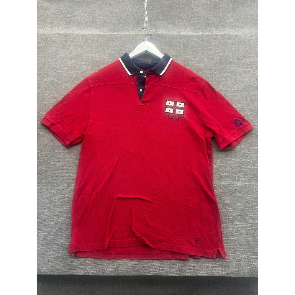 Chaps Polo Shirt Mens Large Red Cotton Longue Vue Island Yacht Club Resort Wears